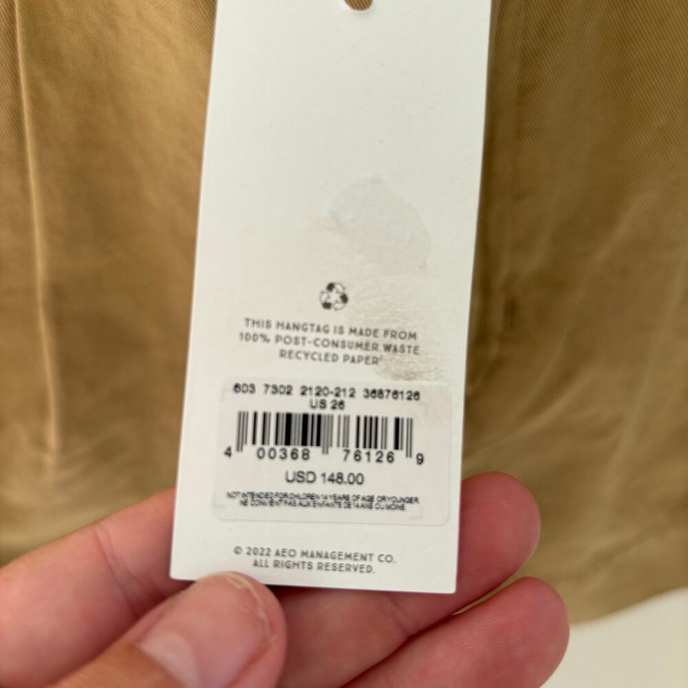 NWT AE77 Premium Military Shorts High Waisted Tan Khaki Size 26 - Picture 6 of 9